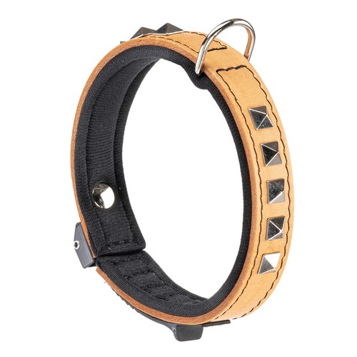 Collare vera pelle beige cane